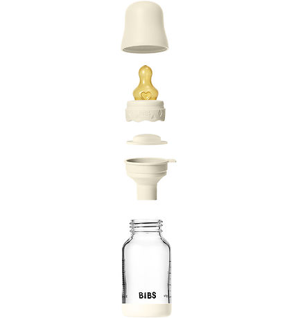 BIBS Boheme Sutteflaske - 120 ml - Glas/Naturgummi - Ivory