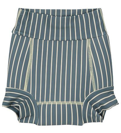 Petit Piao Blebadebukser - Diaper - Blue Mirage/Off White
