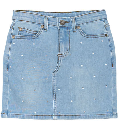 The New Nederdel - TnOda - Lyseblå denim m. Rhinsten
