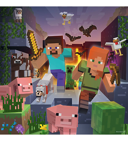 Ravensburger Puslespil - 3x49 Brikker - Minecraft