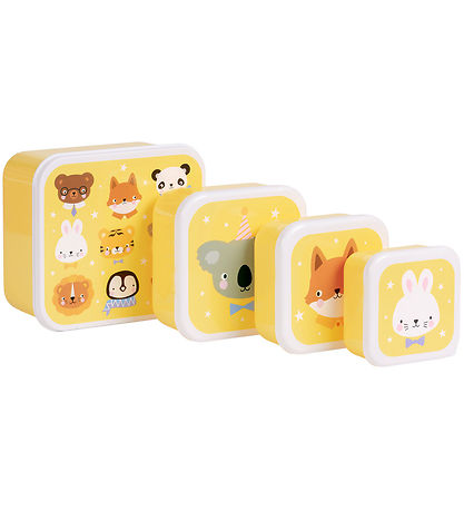 A Little Lovely Company Madkassesæt - 4 stk - Animal Friends