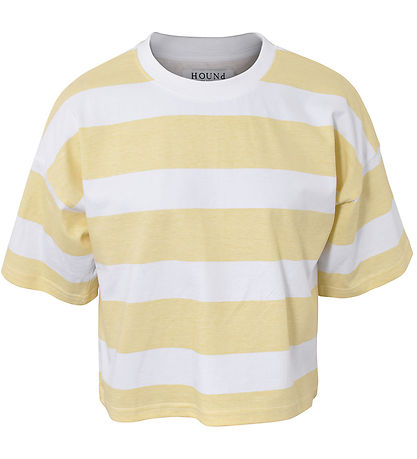 Hound T-shirt - Striped Crop T-shirt - Dusty Yellow