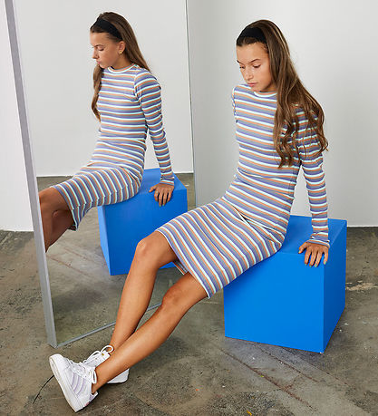 Hound Kjole - Stripe Dress - Sky blue