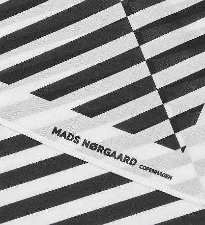 Mads Nørgaard Tørklæde - Soft Cotton Self - Sort/Hvid Stribet