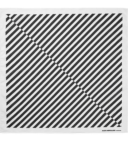 Mads Nørgaard Tørklæde - Soft Cotton Self - Sort/Hvid Stribet
