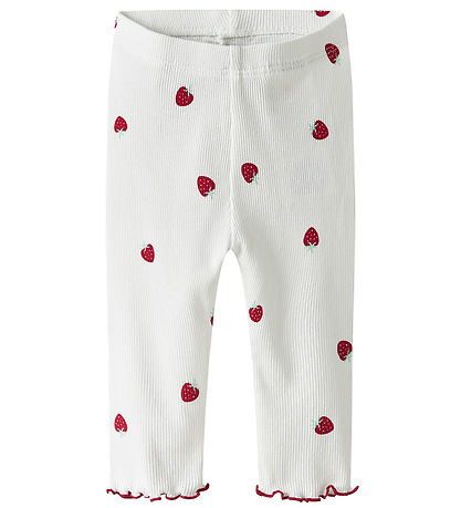 Name It Leggings - Rib - NbfJillie - Bright White m. Jordbær