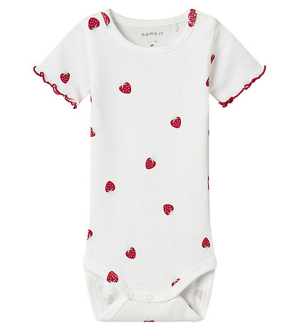 Name It Body k/æ - Rib - NbfJillie - Bright White m. Jordbær