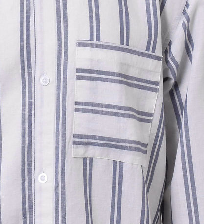 Hound Skjorte - Linen Blend - Deep Blue/Hvid