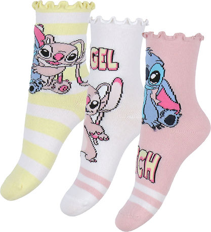 Name It Strømper - 3-Pak - NmfSara - Stitch/Angel - Cameo Pink/L
