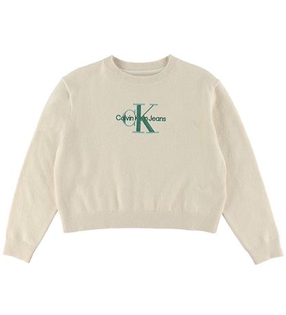 Calvin Klein Bluse - Strik - Monologo - Whitecap Grey