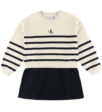 Calvin Klein Kjole - Relaxed - White Cap Grey/Sort