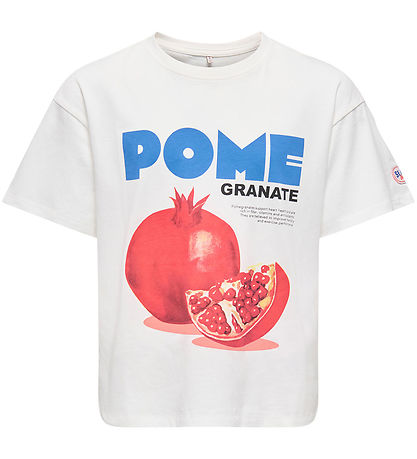 Kids Only T-shirt - KogPhoebe Life - Cloud Dancer/Pomegranate