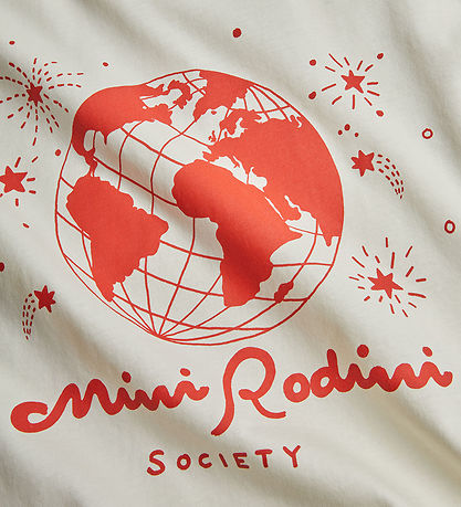 Mini Rodini T-Shirt - Society - Offwhite/Rød