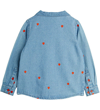 Mini Rodini Skjorte - Denim - Blå m. Hjerter