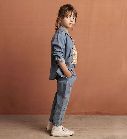 Mini Rodini Skjorte - Denim - Blå m. Hjerter