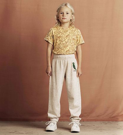 Mini Rodini Sweatpants - Crememeleret m. Fugl