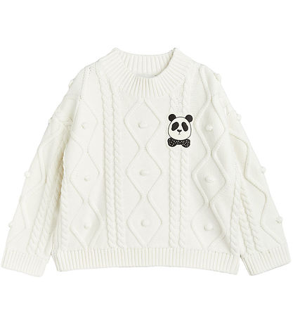 Mini Rodini Bluse - Strik - Offwhite m. Panda
