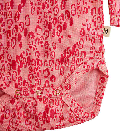 Mini Rodini Body l/æ - 2-pak - Pink/Beige m. Leopardprint