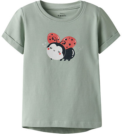 Name It T-shirt - NmfVix - Aqua Gray/Ladybird