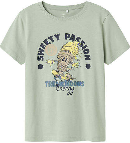 Name It T-shirt - NkmJalka - Aqua Gray/Lemon Meringue