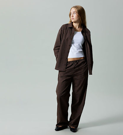 LMTD Bukser - NlfFouise - Chocolate Brown/Stripes