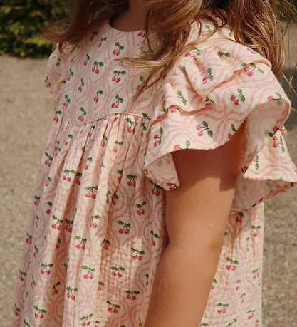 Konges Sløjd Kjole - Musselin - Coco - Cherry Pink Motif