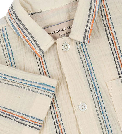 Konges Sløjd Skjorte K/Æ - Vincent - Antique White m. Striber