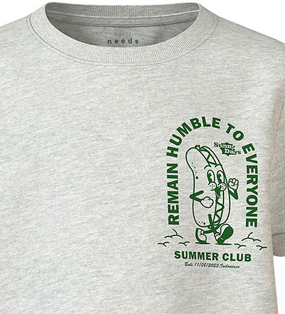 Name It T-shirt - NkmVux - Light Grey Melange/Hotdog