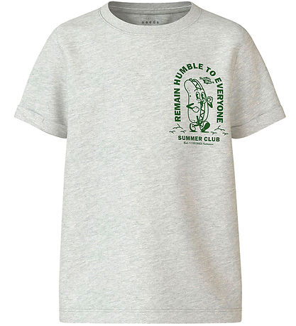 Name It T-shirt - NkmVux - Light Grey Melange/Hotdog
