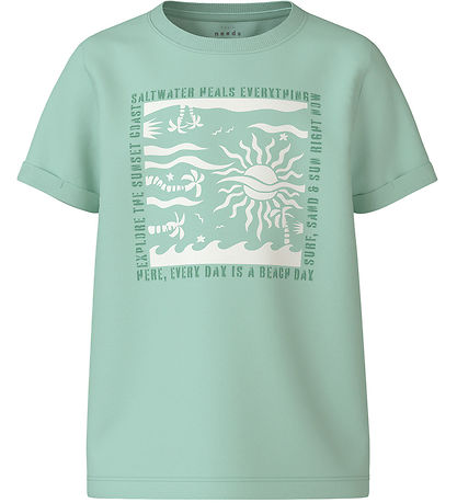 Name It T-shirt - NkmVux - 2-Pak - Honeydew/Light Grey Melange