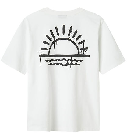 LMTD T-shirt - NlmFunset - Bright White/Black Bio