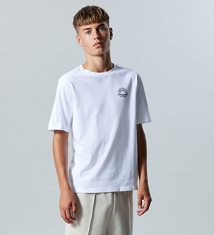 LMTD T-shirt - NlmFunset - Bright White/Black Bio