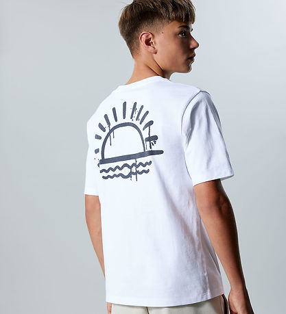 LMTD T-shirt - NlmFunset - Bright White/Black Bio