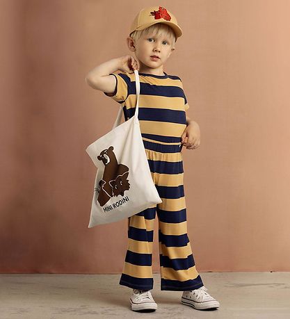 Mini Rodini Bukser - Beige/Navystribet