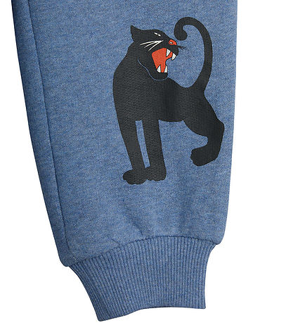 Mini Rodini Sweatpants - Blåmeleret m. Panter