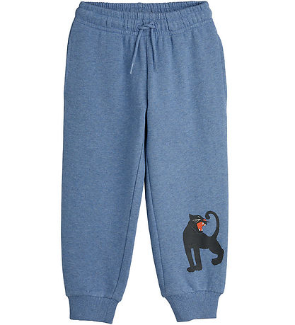 Mini Rodini Sweatpants - Blåmeleret m. Panter
