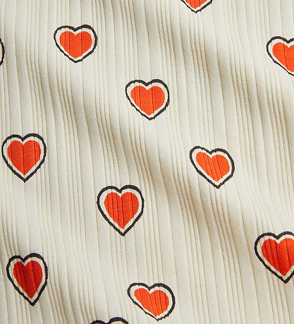 Mini Rodini Bluse - Rib - Offwhite m. Hjerter