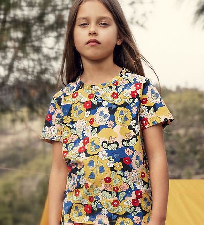 Mini Rodini T-shirt - Gul m. Blomster