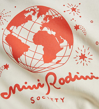 Mini Rodini Sweatshirt - Society - Offwhite/Rød