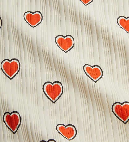Mini Rodini Bukser - Rib - Offwhite m. Hjerter