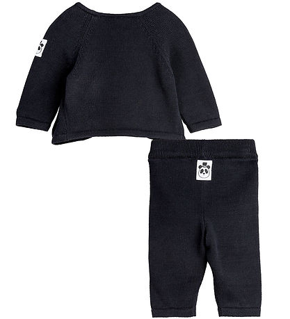 Mini Rodini Sæt - Bluse/Bukser - Strik - Sort
