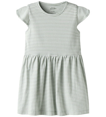 Name It Kjole - NmfVinanna - Aqua Gray/Bright White
