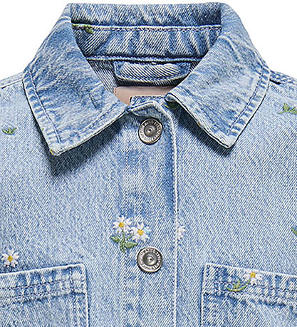 Kids Only Denimjakke - KogCassie - Light Blue Denim/Flower Embro