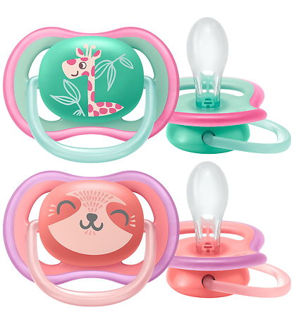 Philips Avent Sut - 2-pak - Ultra Air - Rosa/Grøn m. Print