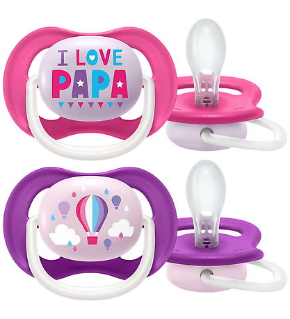 Philips Avent Sut - 2-pak - Ultra Air - Pink/Lilla m. Print