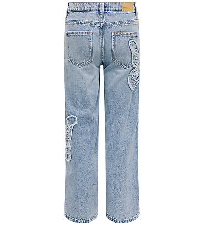 Kids Only Jeans - KogJenna - Wide - Light Blue m. Sommerfugl