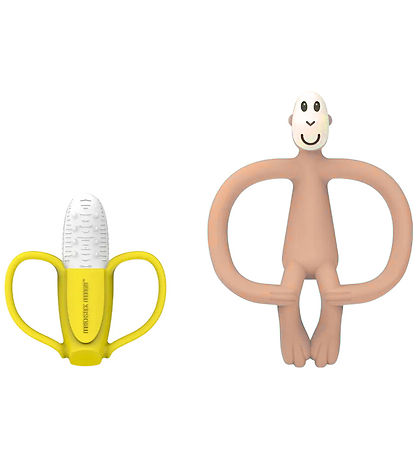 Matchstick Monkey Bideringe - 2-pak - Banana & Monkey - Pink