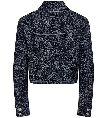 Kids Only Denimjakke - KogGianna - Dark Blue Denim/Roses
