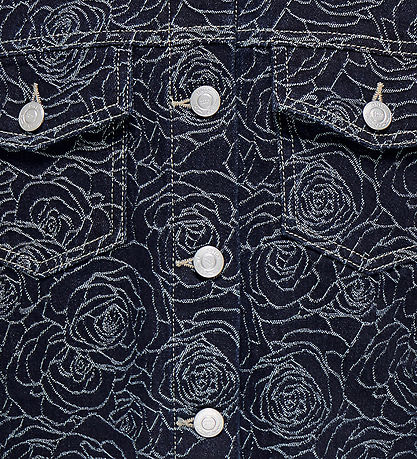 Kids Only Denimjakke - KogGianna - Dark Blue Denim/Roses
