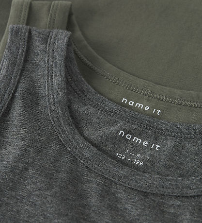 Name It Undertrøje - Noos - NkmTank - 2-pak - Tea Leaf/Dark Grey